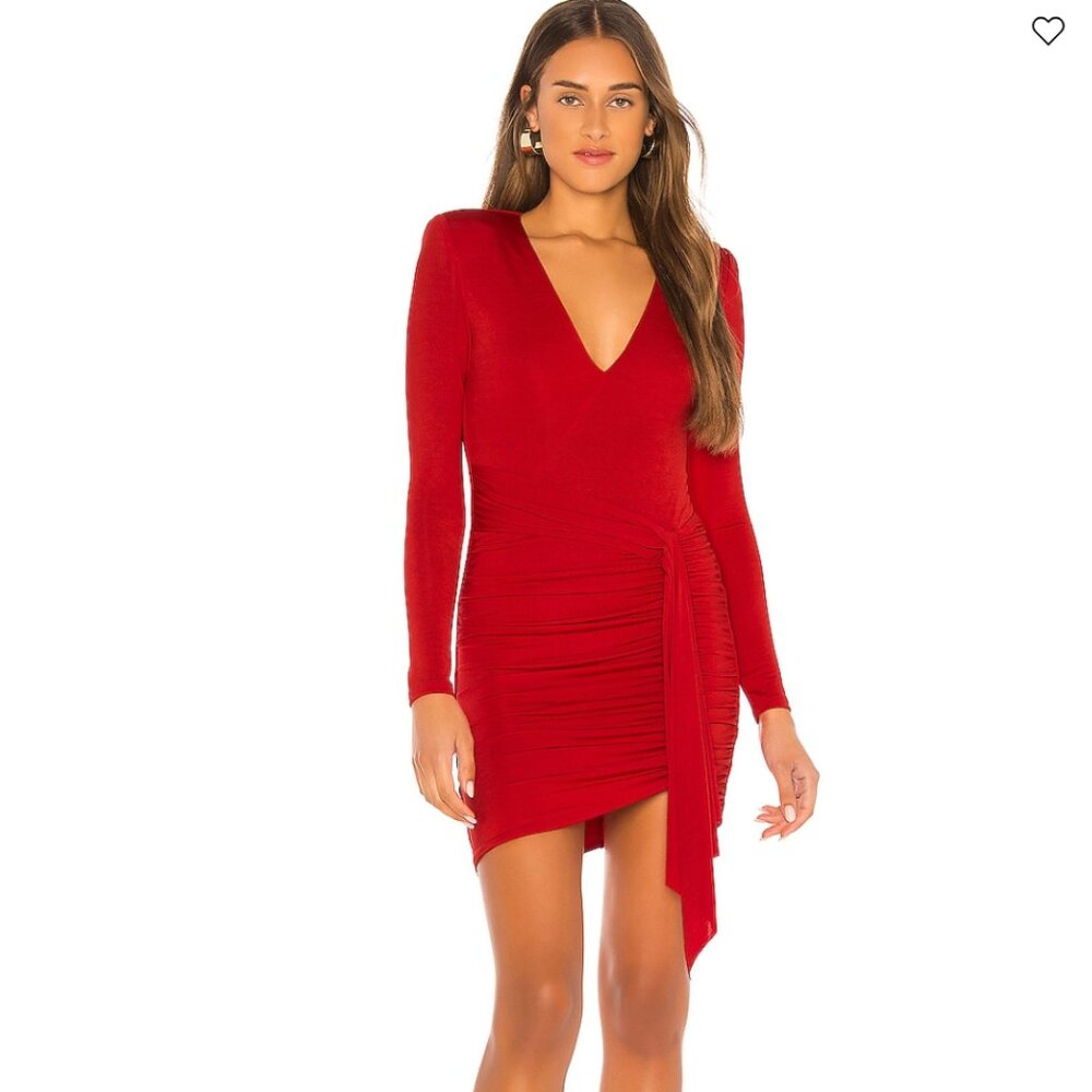 NWOT 🌟 Alice + Olivia Kyra Deep V Drapey Mini Dress in Paprika Size 4